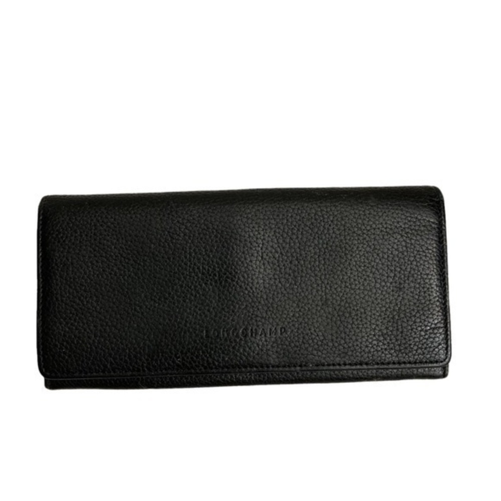 Longchamp black pebbled leather wallet